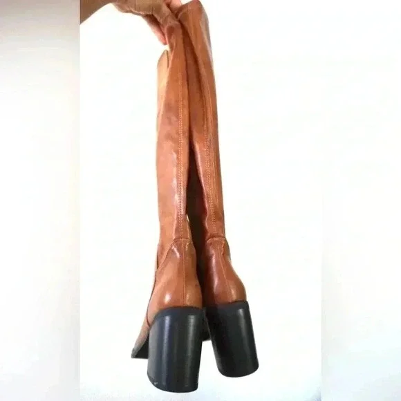 Venus Women's Fall Heeled Fashion Boots, Knee-High, Chestnut, size 6.5 - Picture 2 of 3